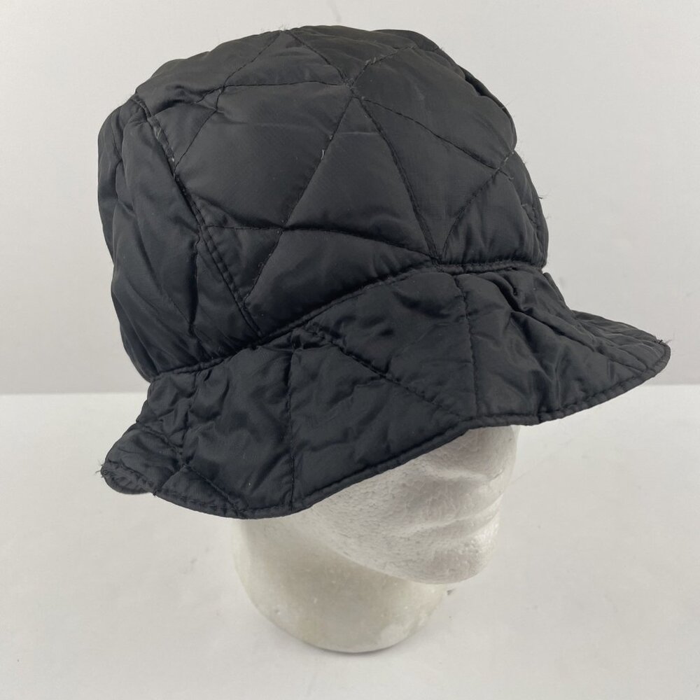 Eddie Bauer Goose Down Bucket Hat Quilted Puffer Fleece Lined Black